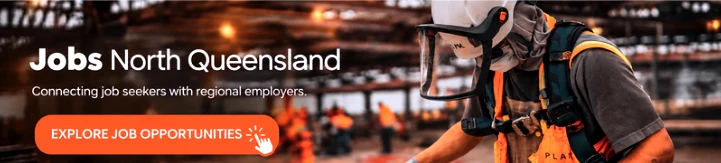 Jobs North Queensland - Connecting Job Seekers with Employers A construction worker in safety gear, focused on their task, with a blurred background showing other workers and a construction site. Promoting job opportunities in North Queensland.